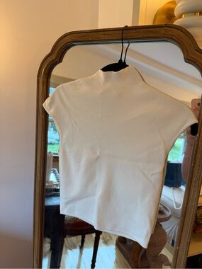 Altar'd State Cream Mock Neck Short Sleeve Top